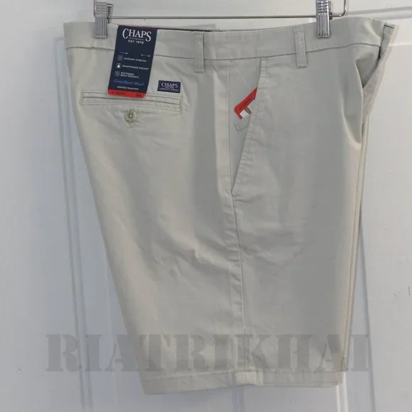 Tan NWT Mens Flat-Front Chino Shorts Chaps - Picture 8 of 9